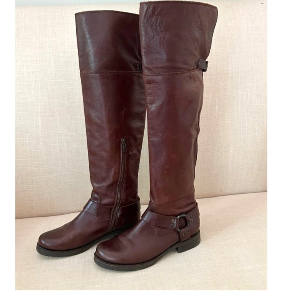 Frye Leather Over The Knee Harness Brown 7